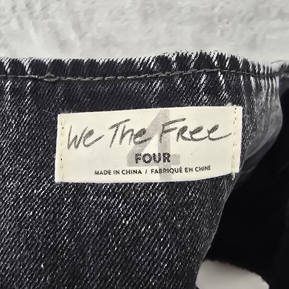 Free People We The Free Black Denim Faded Pleated Skirt Distressed Y2K Grunge - Picture 3 of 8